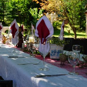 Gedeckter Tisch im Gastgarten