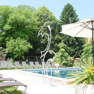 Schwimmbad in Richtung Gartenhäuschen Schwimmbad in Richtung Gartenhäuschen